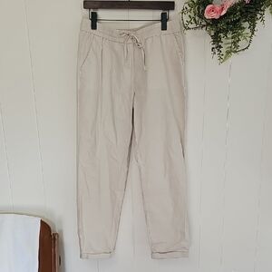 J Crew Factory Womens 10T Linen Cotton Blend Pull On Pants Natural Pockets NWT